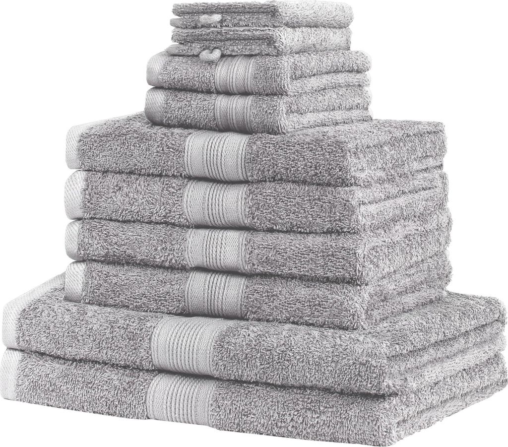 Handtuch-Set 10tlg. 500gsm Silber grau SET 5 (10er Mix) Produktbild 