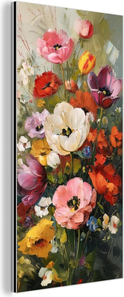 MuchoWow Wanddekoration Metall Metallbild Wandkunst 20x40 cm Heiteres Bouquet - Dynamisch - Dezente Farbtupfer MuchoWow Aluminium Gemälde - Alumin...
