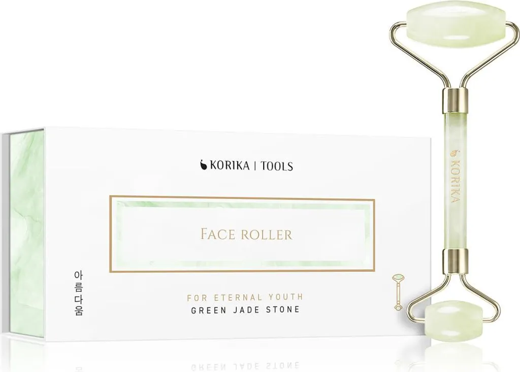 Rouleau de massage facial en jade vert naturel véritable Face Roller