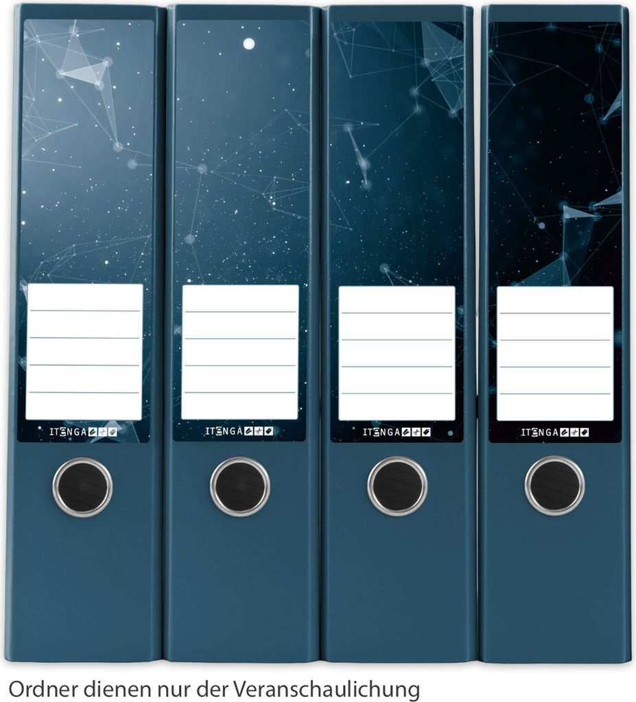 itenga 12er Set Ordneretiketten als Panorama Motiv Hightech Abstrakt - breit 6x19cm