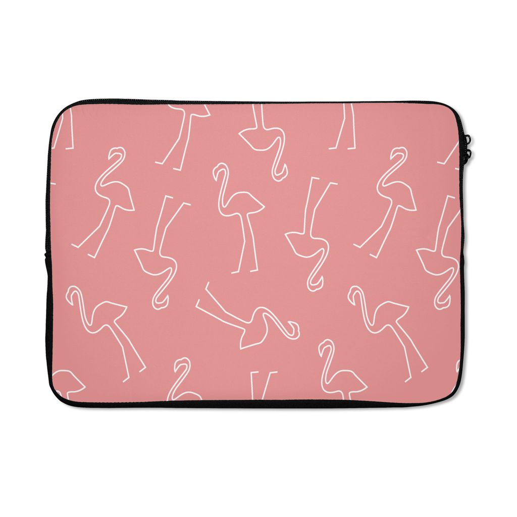 MuchoWow Laptop Hülle 13 Zoll Flamingo - Linienkunst - Rosa - Muster Laptoptasche - Laptophülle - Sleeve - Rundumschutz