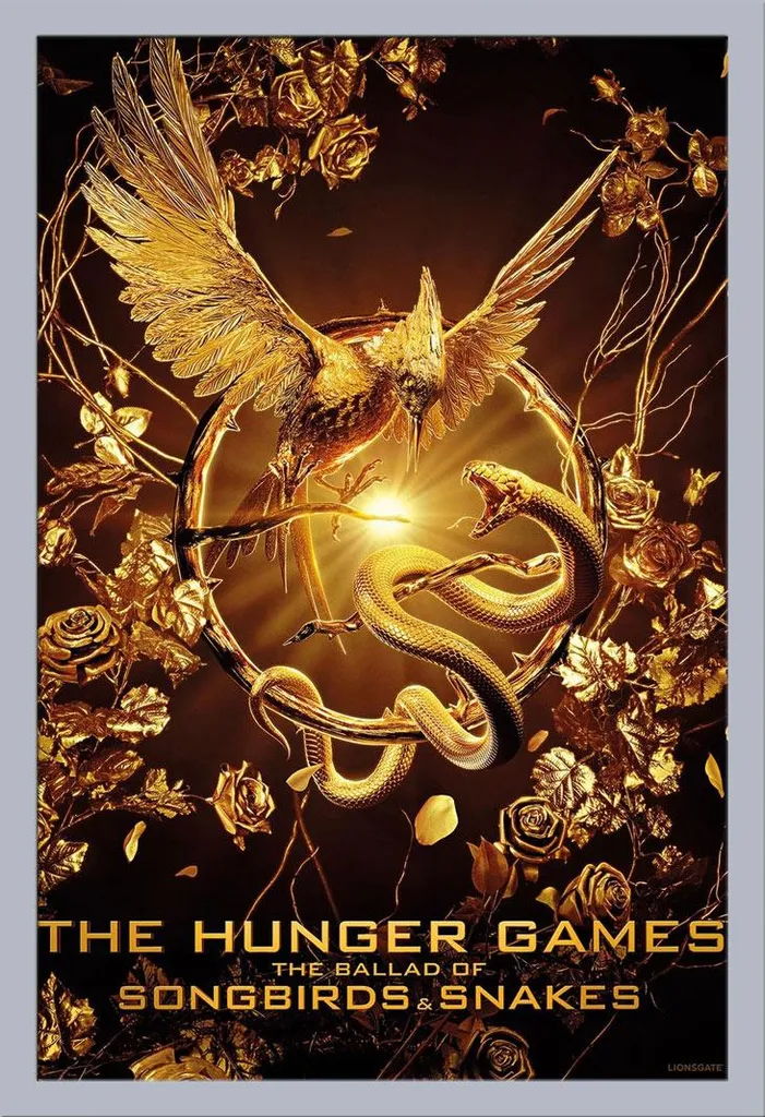 Maxi Poster Hunger Games Ballata Uccelli Serpenti Cornice Argento 61x91