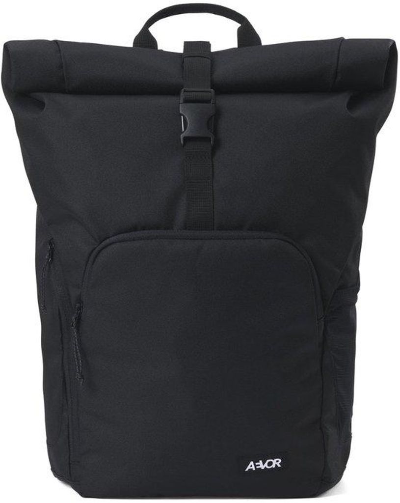 AEVOR Rolltop Small, kleine, lichtgewicht, ergonomisch gevoerde, zwart dagrugzak, 22-25 Liter, 14 Zoll Laptoptasche