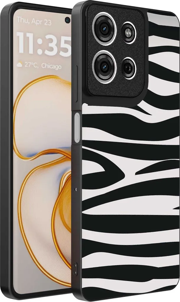 Custodia Motorola Edge 50 Zebra Print - Cover TPU Design Bianco e Nero