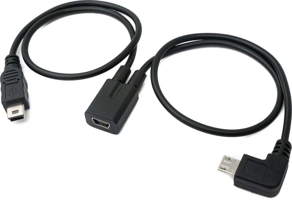 SYSTEM-S USB 3.1 Kabel 30 cm Mini B Buchse zu Stecker & Micro B Stecker Winkel Schwarz