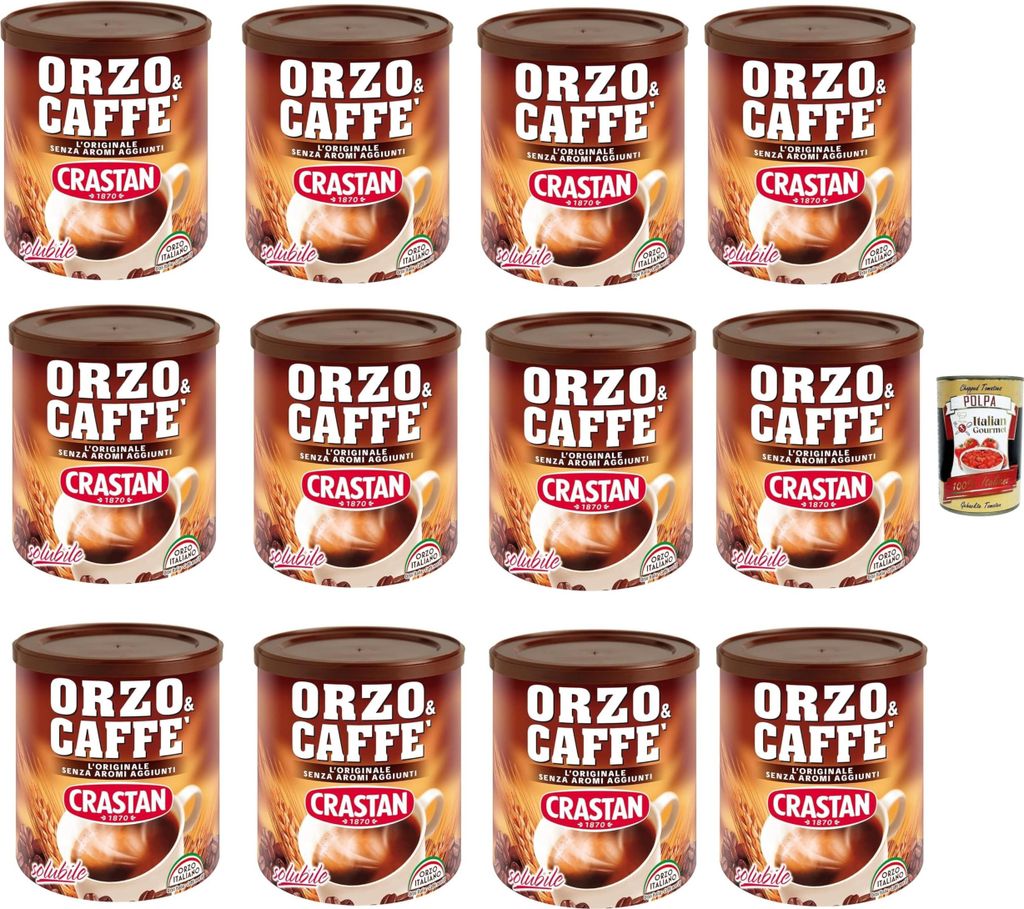 Crastan, Orzo & Caffè, Preparato Solubile, Gerste und Kaffee, Löslich vorbereitet, Gerste Getreidekaffee Kaffee 12x 120g + Italian Gourmet polpa ...