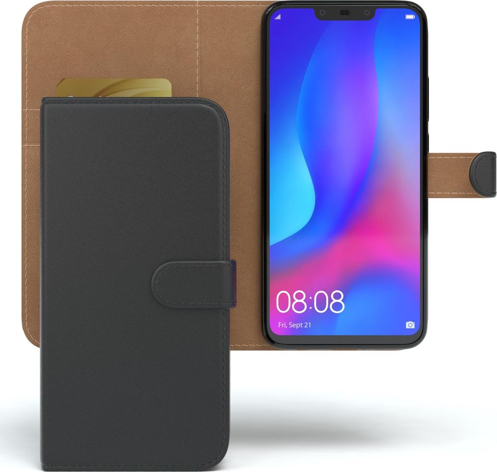 EAZY CASE Business Hülle für Huawei P Smart Plus klappbar, Premium Kunstleder Handyhülle mit Kartenfach