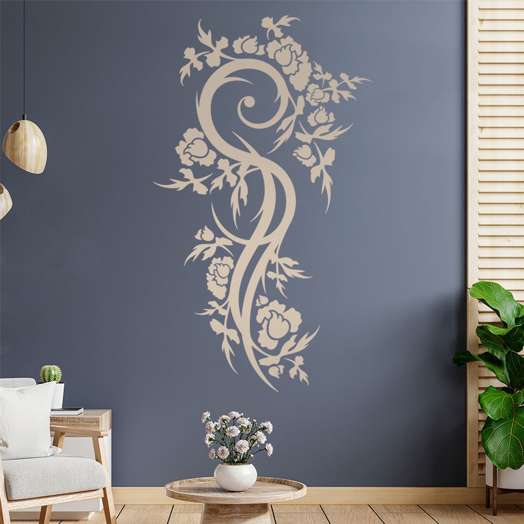 Schöne Blüten Ranke Wandtattoo in 6 Größen - Wandaufkleber Wall Sticker - Dekoration, Küche, Wohnzimmer, Schlafzimmer, Badezimmer
