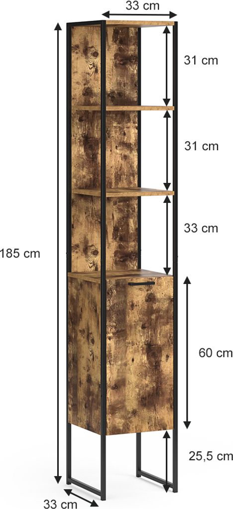 Vicco Szafka łazienkowa Fyrk, 33 x 185 cm, Rustykalny Zdjęcie produktu 3