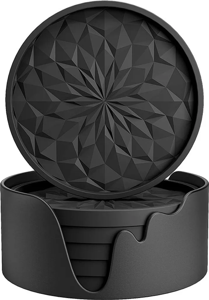 Set 6 Sottobicchieri Silicone Nero con Supporto | Design Antiscivolo
