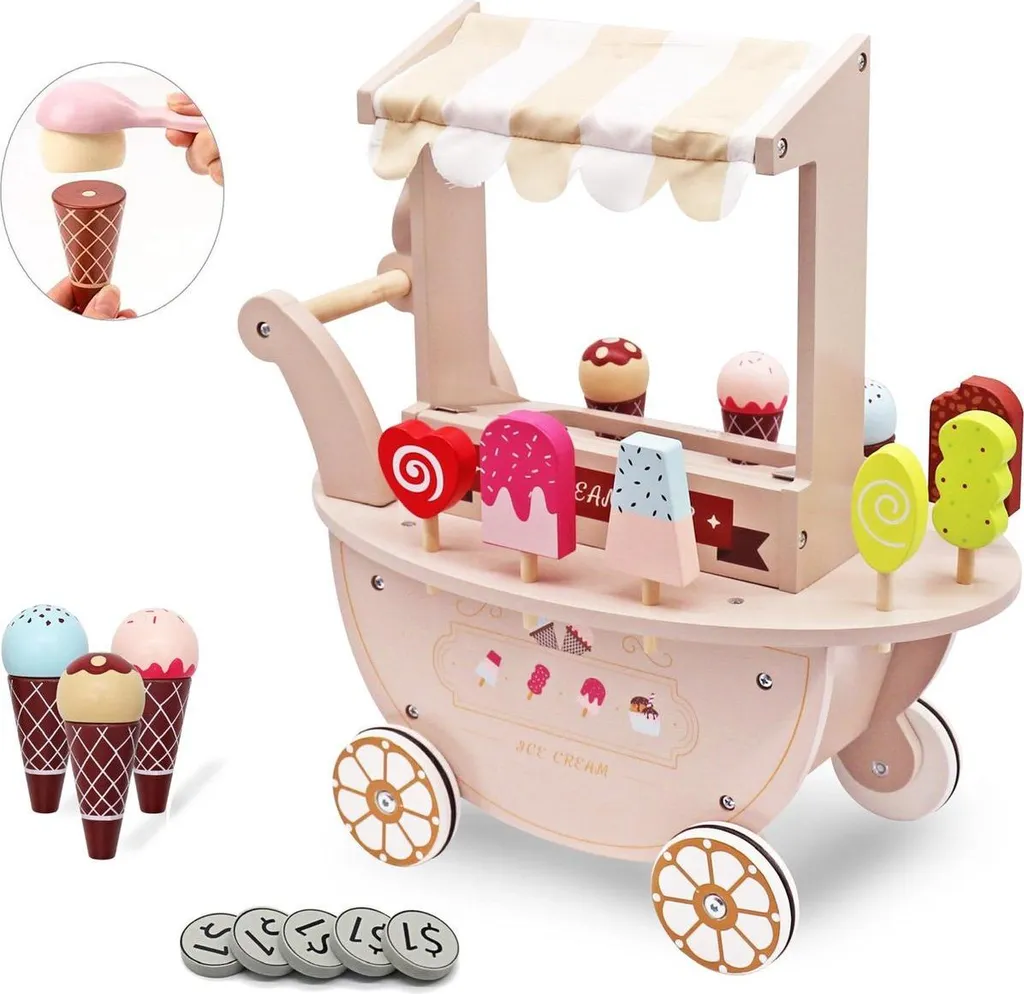 Stand de glace en bois naturel coloré - Jeu éducatif durable dès 2 ans