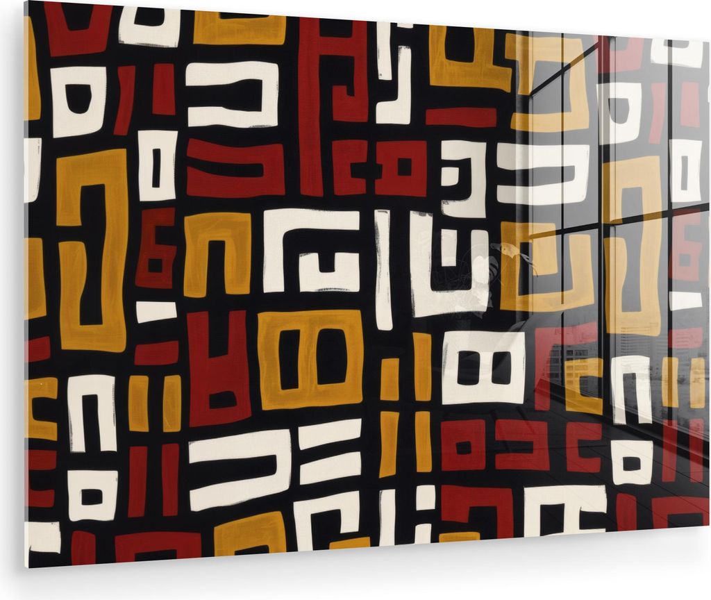 MuchoWow Glasbilder - Bilder auf Wandbild - Foto auf Glas Abstrakt - Muster - Rot 90x60 cm Wanddekoration aus Glas - Acrylglasbild - Acrylbilder - ...