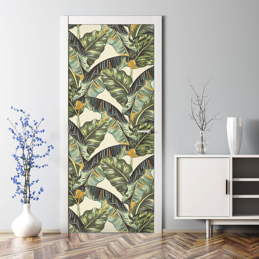 Dekorative Türposter selbstklebend Wandaufkleber Türaufkleber Palmblätter Exotisch 85 x 200 cm
