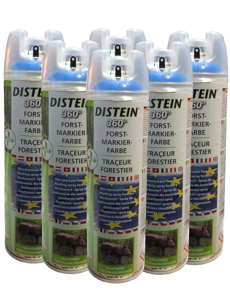 6x Distein Signierspray Markierspray Forstmarkierfarbe Ergonom 360° neonblau