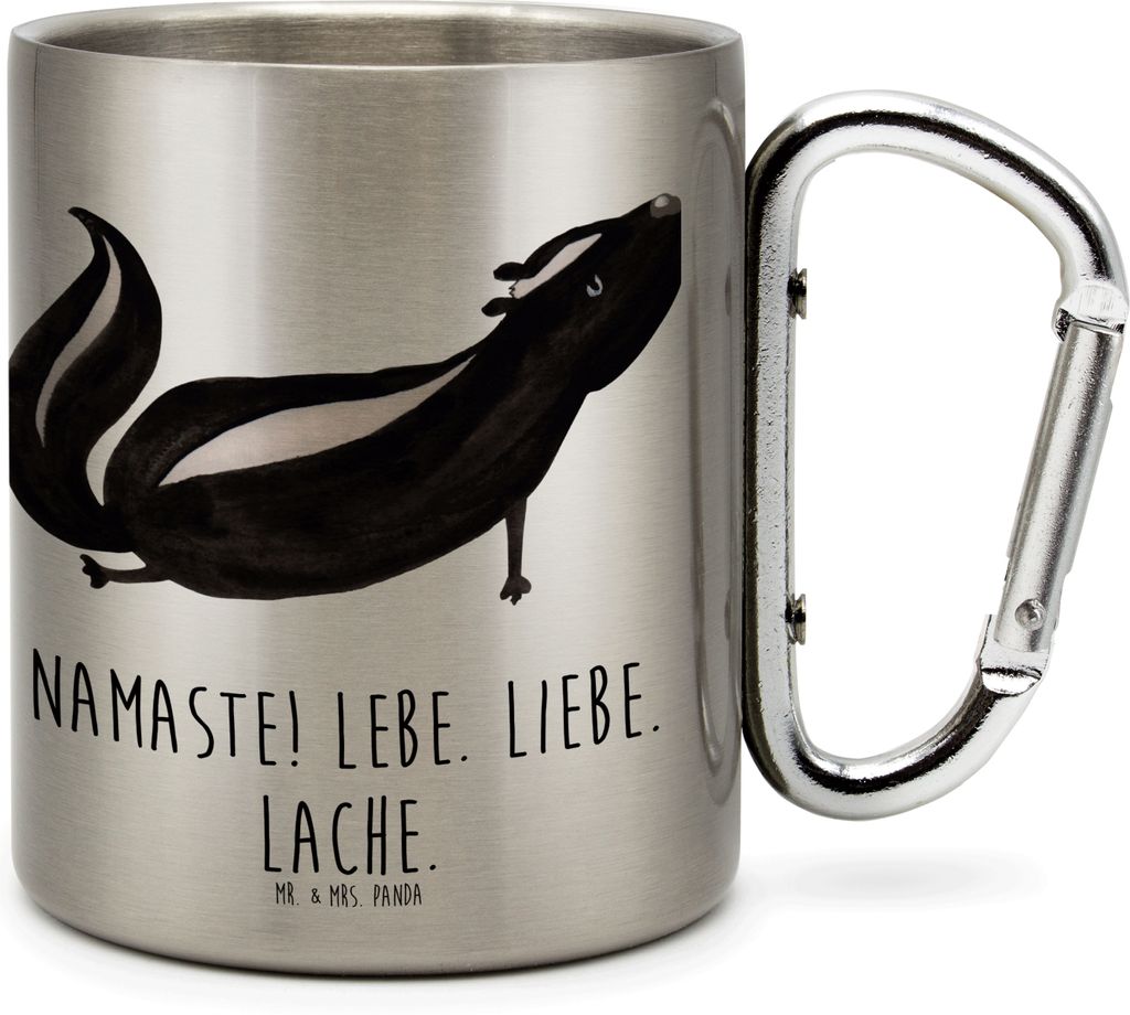 Mr. & Mrs. Panda Thermobecher Stinktier Yoga - Transparent - Geschenk, Metallbecher, Namaste, Raubtier, Liebe, Teetasse, wanderbecher, Wildtier, ka...