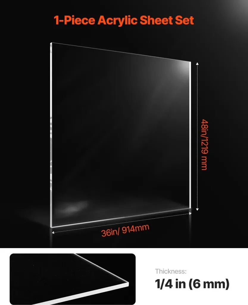 Plaque de verre acrylique 6mm grand format 914x1219mm robuste et claire
