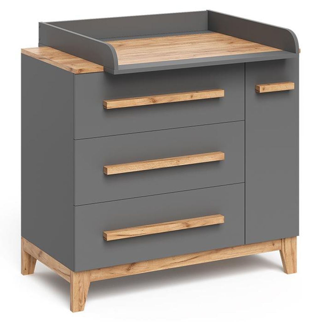 Wickelkommode Vitalispa Malia Grau 98 x 98 cm mit 1 Tür & 3 Produktbild 