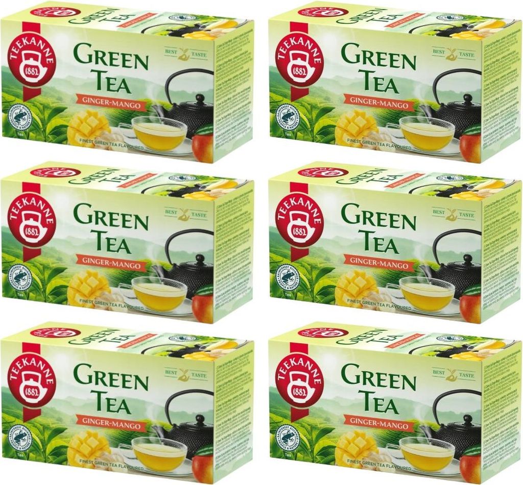Teekanne Grüner Tee Ingwer Mango Zitrone 6x 20 Teebeutel - Grüntee im Beutel