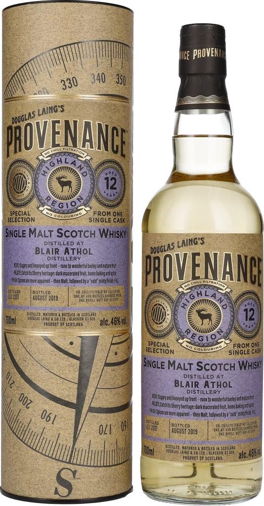 Douglas Laing PROVENANCE Blair Athol 12 Years Old Single Cask Malt 2007 46% Vol. 0,7l in Geschenkbox