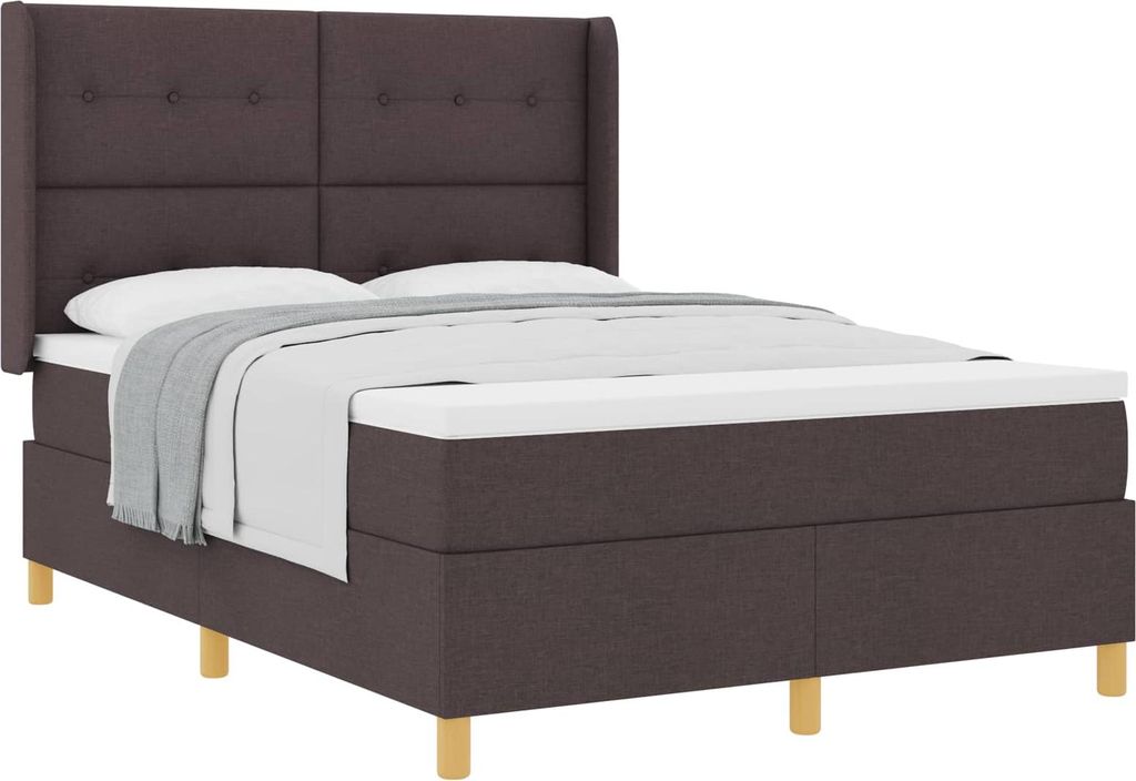 vidaXL Boxspringbett mit Matratze Dunkelbraun 160 x 200 cm Stoff