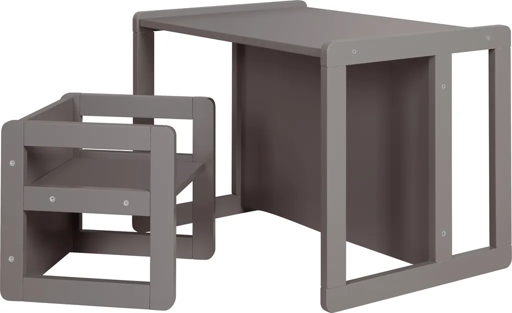 Coin bureau et jeux enfant 3en1 roba anthracite pour chambre et salon