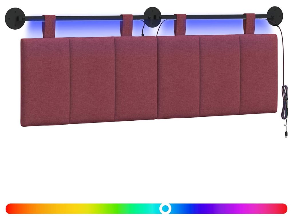 Hängendes Kopfteil Mit LED Licht Weinrot Stoff