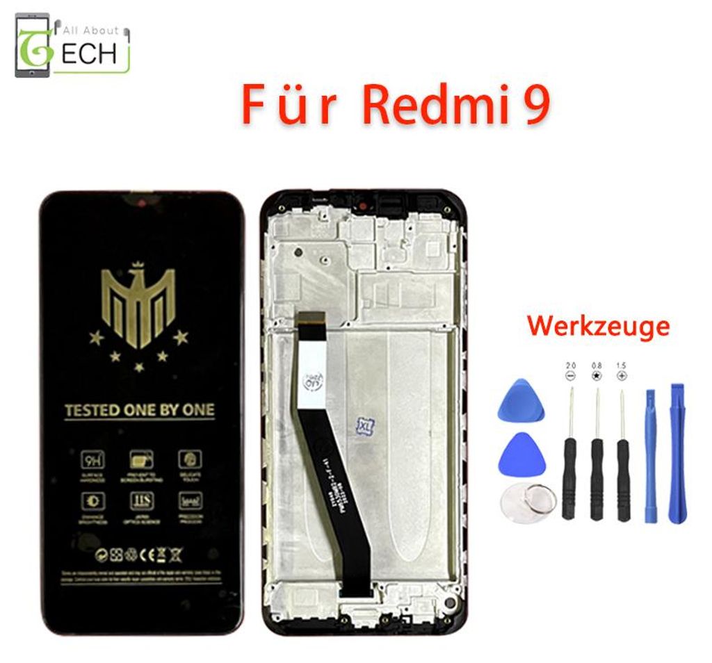 Für Xiaomi Redmi 9 LCD Display mit Rahmen M2004J19G Produktbild 