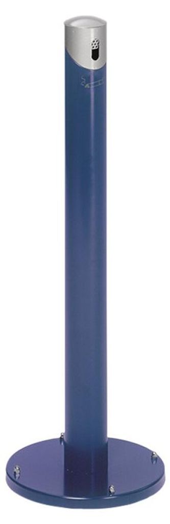 Runder Ascher Standsäule mit abnehmbarem Kopfteil | 9,4 Liter, HxBxT 100,5x36,5x36,5cm | Verzinkter Stahl | Blau