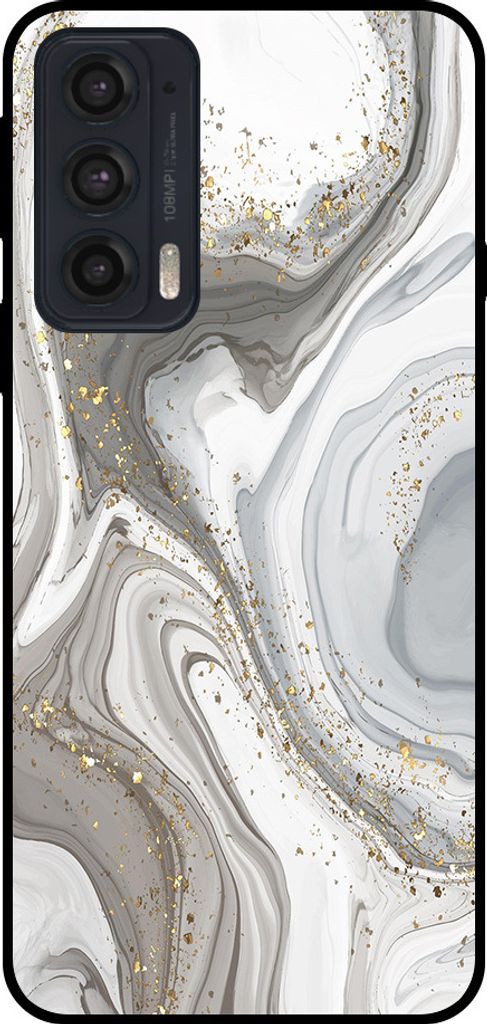 Smartphonica Phone Case Fit für Motorola Edge 20 mit Marmor-Druck - TPU zurück Abdeckung Fall Marmor-Design - Silber