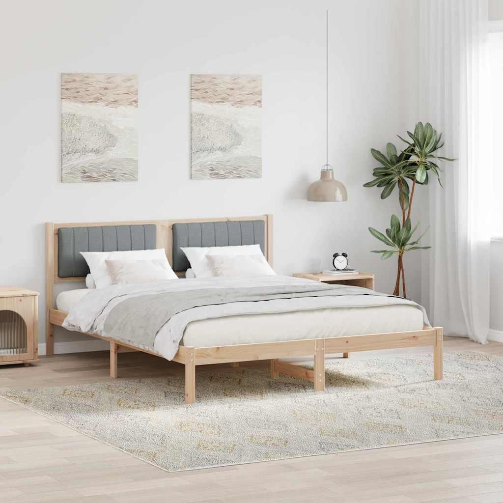 "Schlussverkauf" Doppelbett - Bettgestell 2 PLACES - mit gepolstertem Kopfteil - Hellgrau 150x200 cm C5415