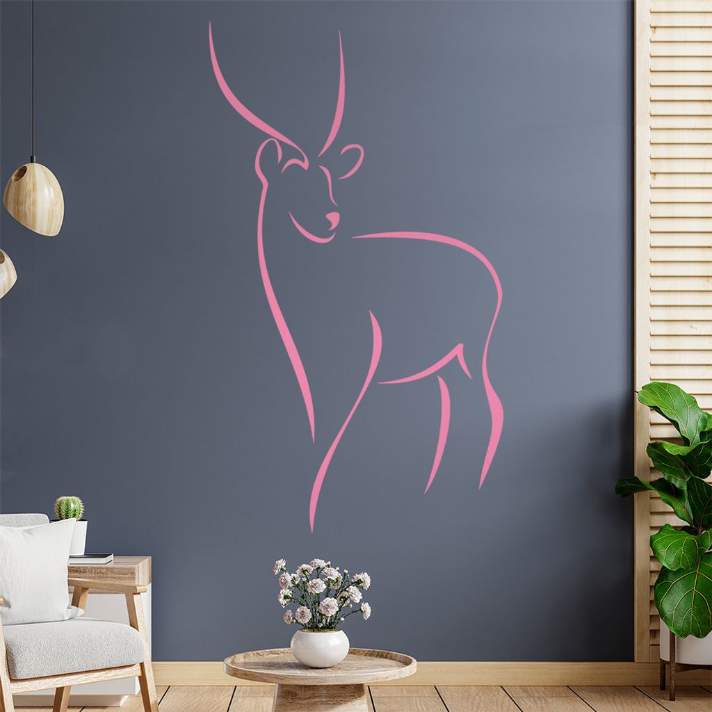 Antilope Linien Wandtattoo in 6 Größen - Wandaufkleber Wall Sticker - Dekoration, Küche, Wohnzimmer, Schlafzimmer, Badezimmer