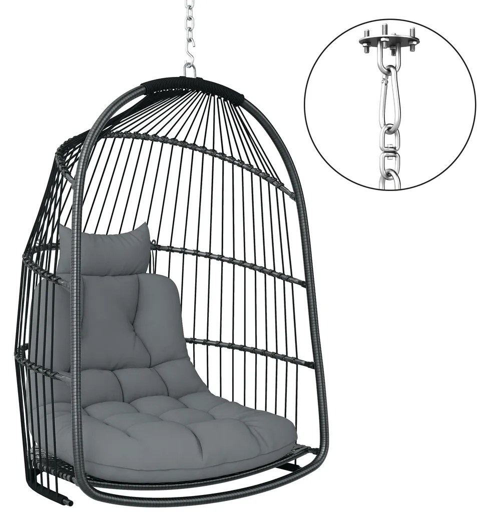 Panier suspendu design avec coussins moelleux pour détente en extérieur