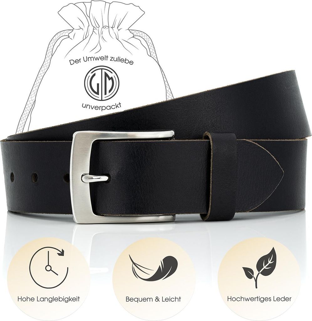 LINDENMANN Ledergürtel Herren, schwarz 40 mm Büffelleder, Farbe / Color:schwarz, Size US / EU:Bundweite 95 cm Gesamtlänge 110 cm W 37.4 L