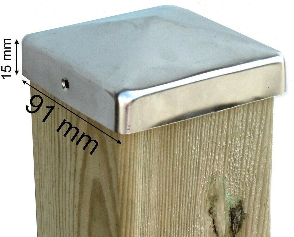 Edelstahl Pfostenkappen 90 mm Pyramide Holz-Posten Witterungsschutz Zaunpfosten