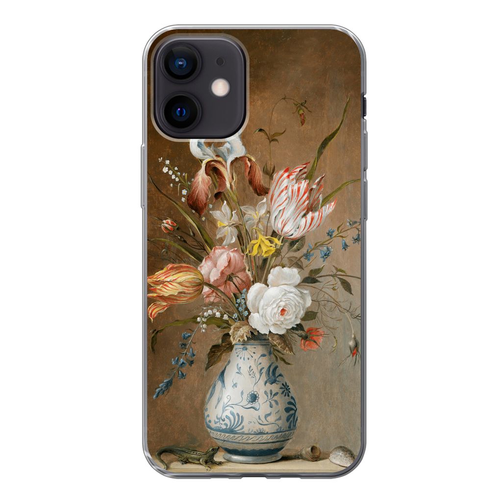 MuchoWow Handyhülle Schutzhülle Hülle für iPhone 12 Stilleben mit Blumen - Alte Meister - Malerei Silikon Softcase Handy Hülle - Schutzhülle