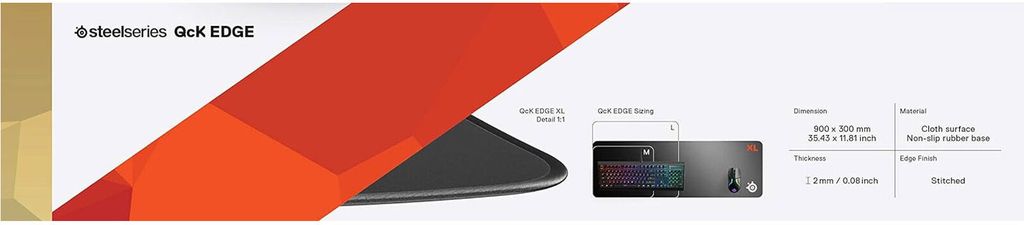 Steelseries QcK Edge XL Gaming-Mauspad, Farbe:Schwarz