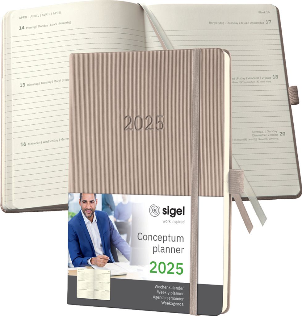 Týdenní kalendář Conceptum Pure A5 taupe 2025 Obrázek produktu 1