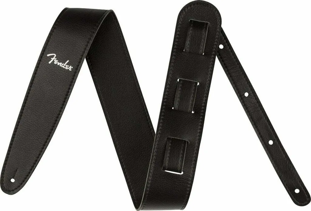 Sangle Fender Cuir Vegan Noir 2.5'' - Largeur Confort et Finition Premium