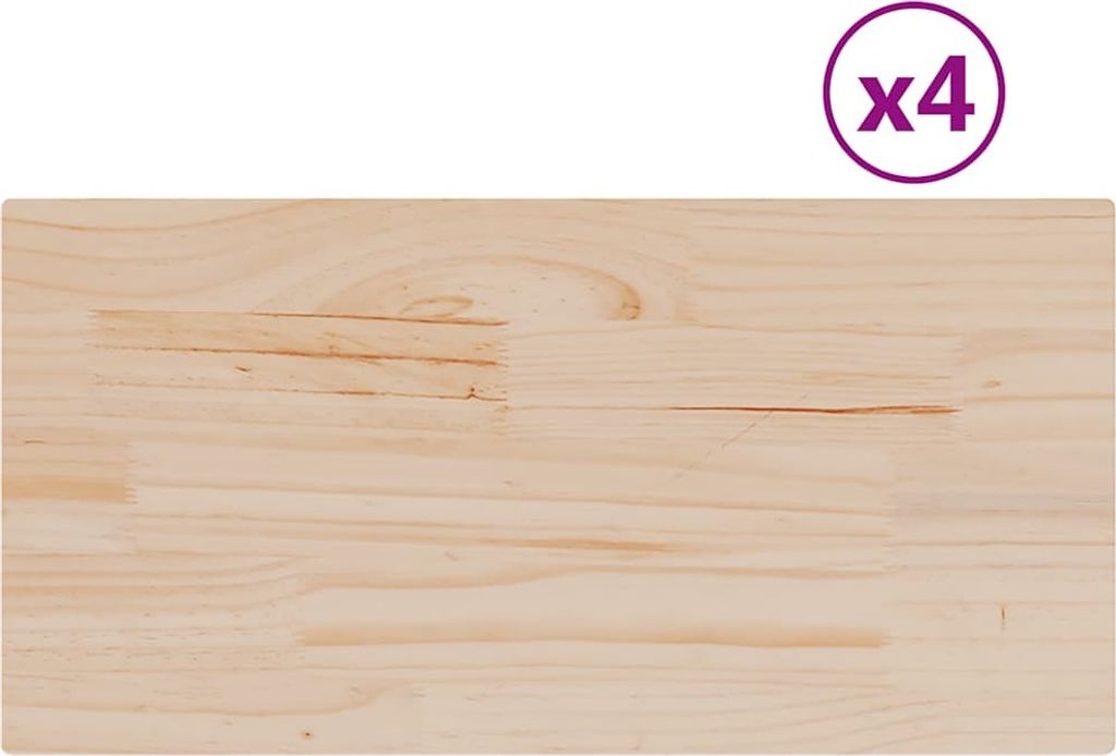 vidaXL Tischplatten 4 Stk. 90x45x2,5 cm Rechteckig Massivholz Kiefer