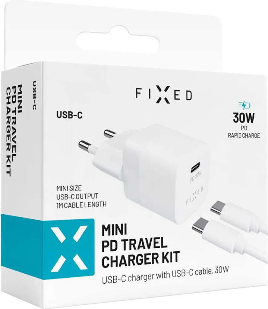 Chargeur rapide 30W USB-C Power Delivery avec câble inclus blanc - 5