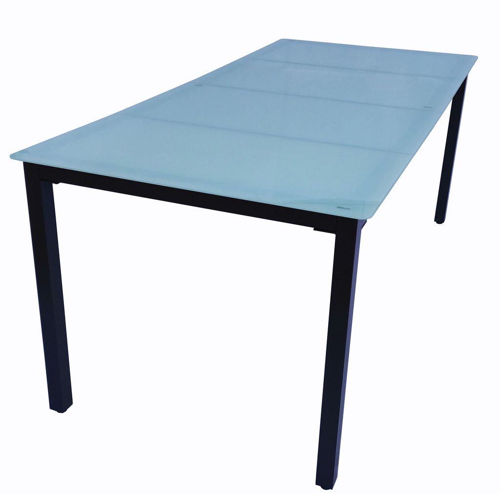 VCM Gartentisch aus Glas und Aluminium | Esstisch | ca. H. 73 B. 189 x T. 90 cm | Anthrazit | Balkontisch Gartenmöbel
