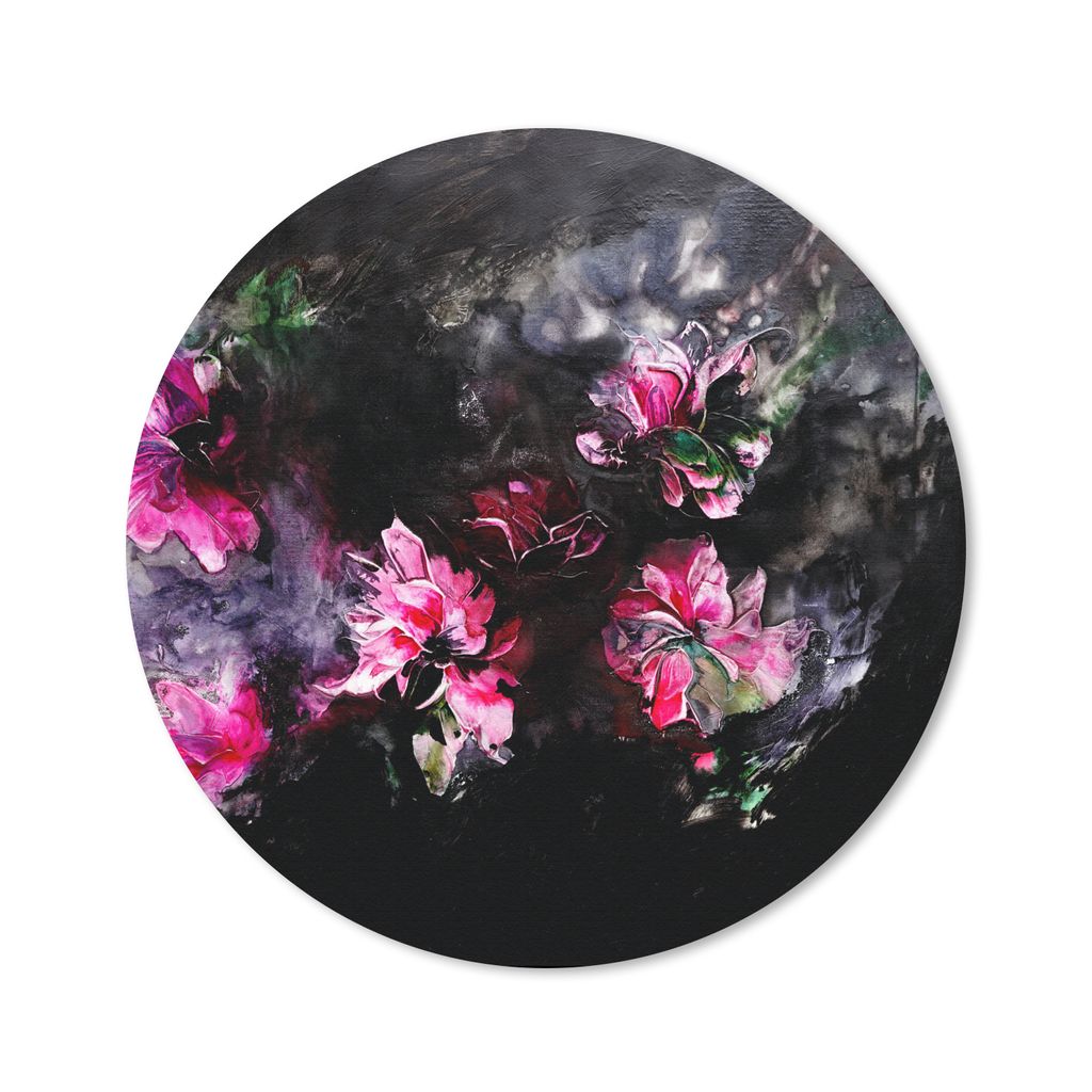 MuchoWow Mauspad Mousepad Blumen - Kunst - Farbe - Rosa - Schwarz 50x50 cm - Mousepads - Maus Mat - Pad - Mausunterlage - Vinyl