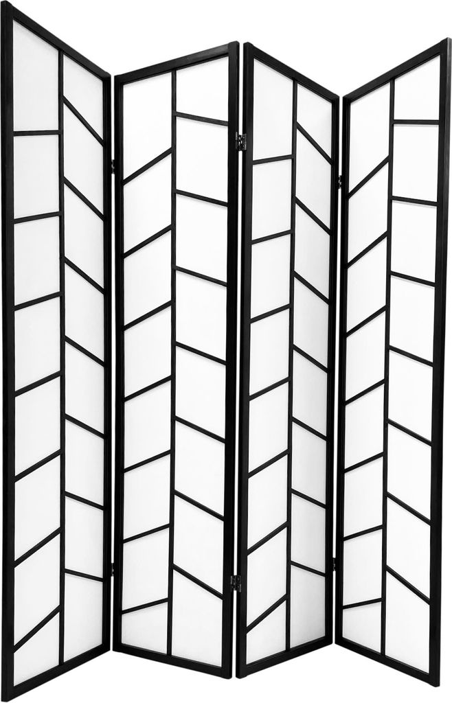 Fine Asianliving Paravent Japanische Trennwand Shoji B180xH180cm Raumteiler Schwarz - Kato
