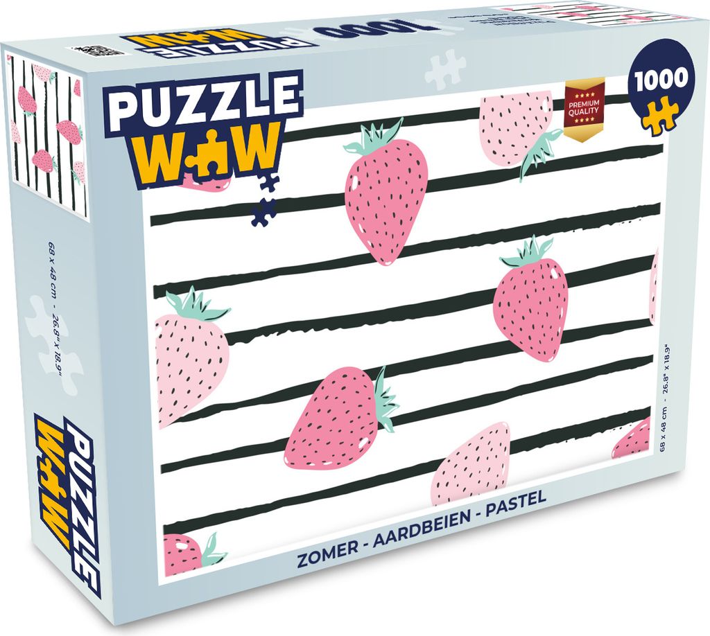 MuchoWow Puzzle 1000 Teile Sommer - Erdbeeren - Pastell - Erwachsene - Rätsel