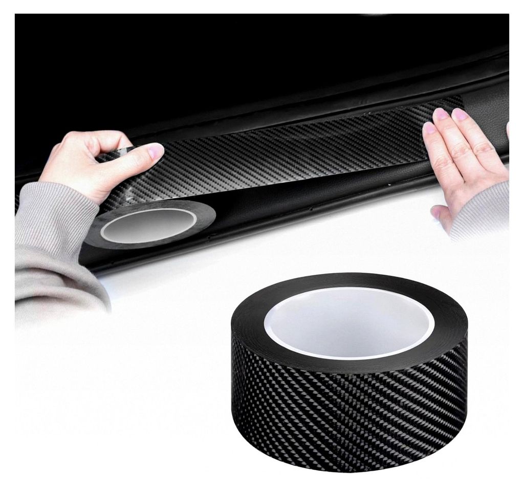 Einstiegsleisten Schutz 5cm*10m, Carbon Aufkleber, Kohlefaser Aufkleber, selbstklebende Schutzfolie