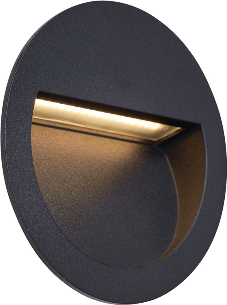 QAZQA - Moderne LED-Außen Wandeinbauleuchte schwarz IP65 - Gem I Außenbeleuchtung - Aluminium Rund - I (nicht austauschbare) LED