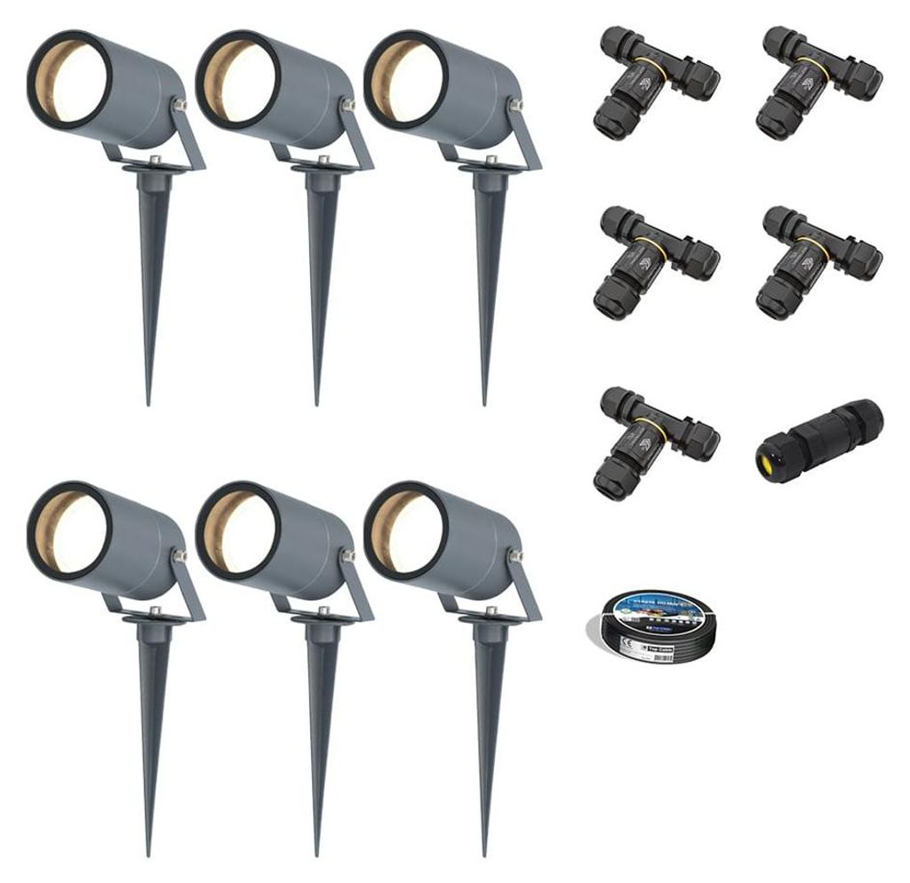 HOFTRONIC 6x LED Gartenstrahler Spikey GU10 4W 345lm 4000K IP65 Anthrazit