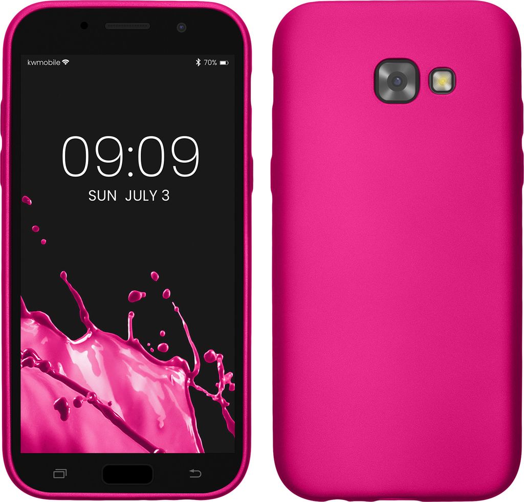 kwmobile Case kompatibel mit Samsung Galaxy A5 (2017) Hülle - Schutzhülle aus Silikon metallisch schimmernd - Handyhülle Metallic Pink