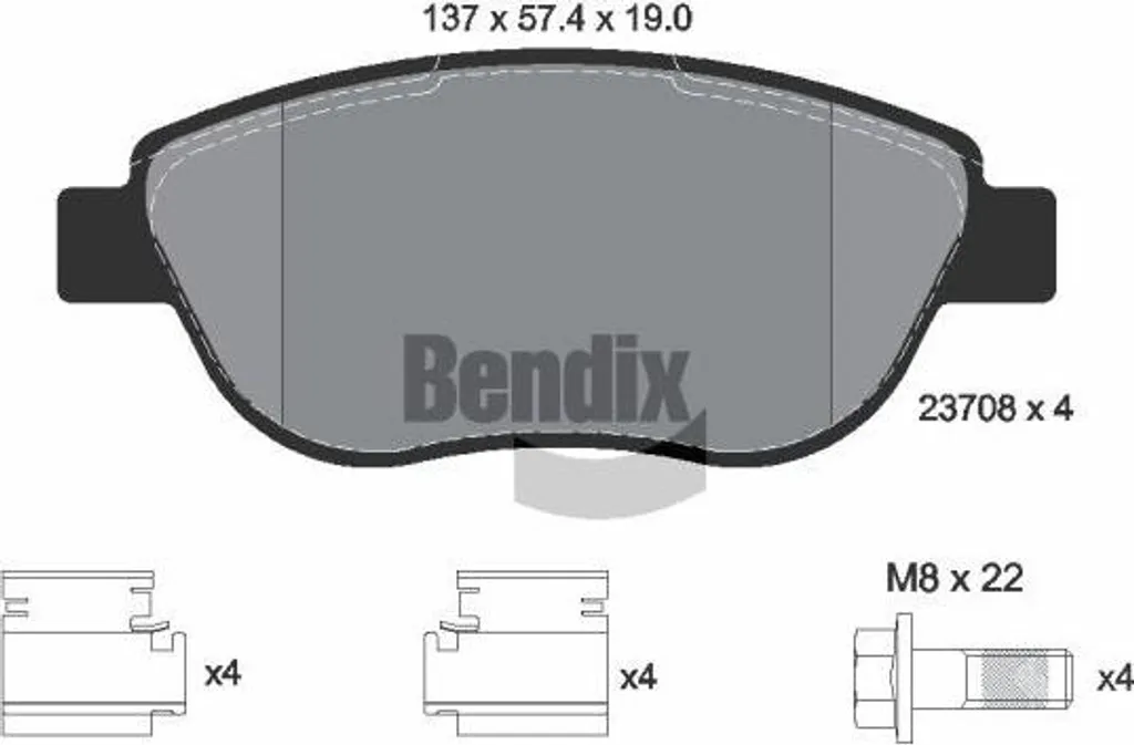 Jeu de Plaquettes de Frein Bendix pour Entretien Peugeot 207 et C4