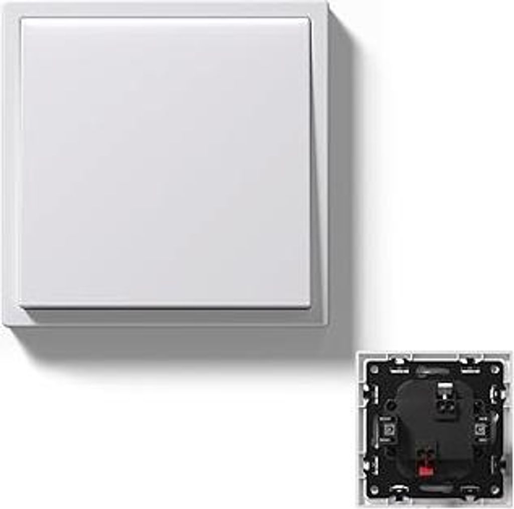 Lichtschalter 1 Fach 1 Weg, Lichtschalter Unterputz mit Federanschlüsse, 80mm*80mm Seidig-Matte Wandschalter, Weiß, M3-Serie